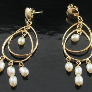 14K YELLOW GOLD CULTURED FRESHWATER PEARL EARRINGS